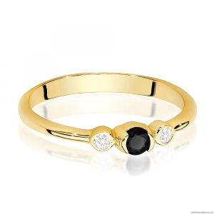 Pierścionek W0620 Czarny Diament 0,12ct żółte złoto 375