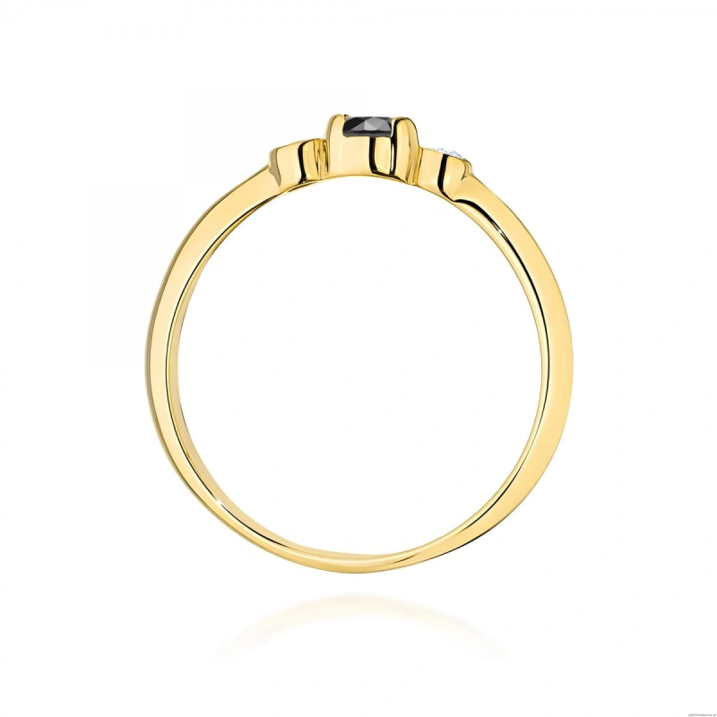 Pierścionek W0620 Czarny Diament 0,12ct żółte złoto 375