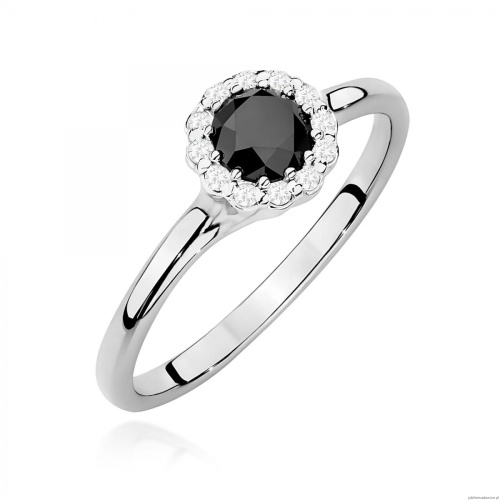 Pierścionek W0622 Czarny Diament 0,50ct białe złoto 375