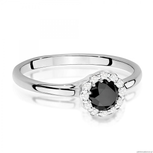 Pierścionek W0622 Czarny Diament 0,50ct białe złoto 375