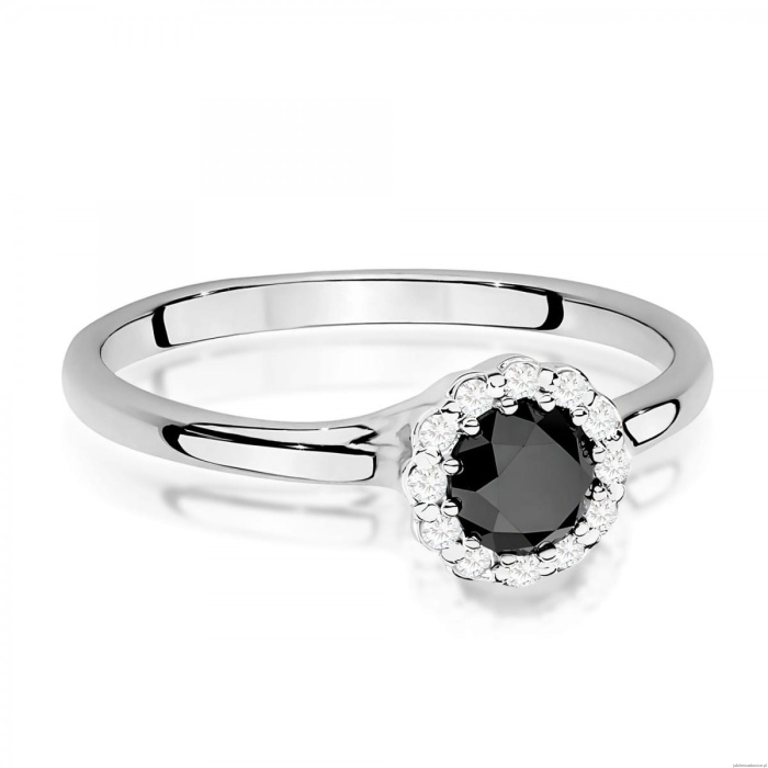 Pierścionek W0622 Czarny Diament 0,50ct białe złoto 375
