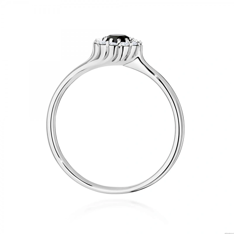 Pierścionek W0622 Czarny Diament 0,50ct białe złoto 375