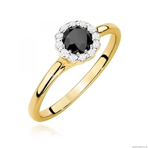 Pierścionek W0622 Czarny Diament 0,50ct żółte złoto 375