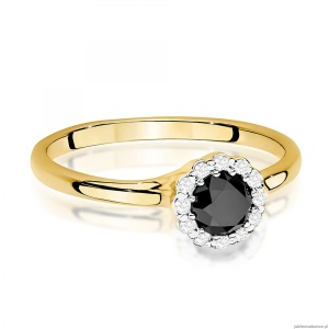 Pierścionek W0622 Czarny Diament 0,50ct żółte złoto 375