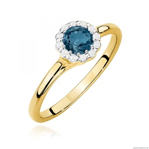 Pierścionek W0622 Topaz London Blue 0,50ct żółte złoto 375