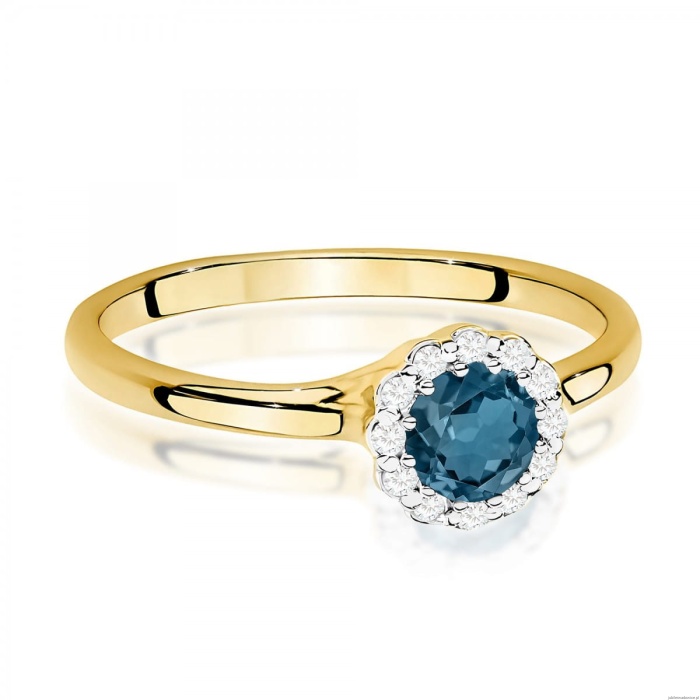 Pierścionek W0622 Topaz London Blue 0,50ct żółte złoto 375