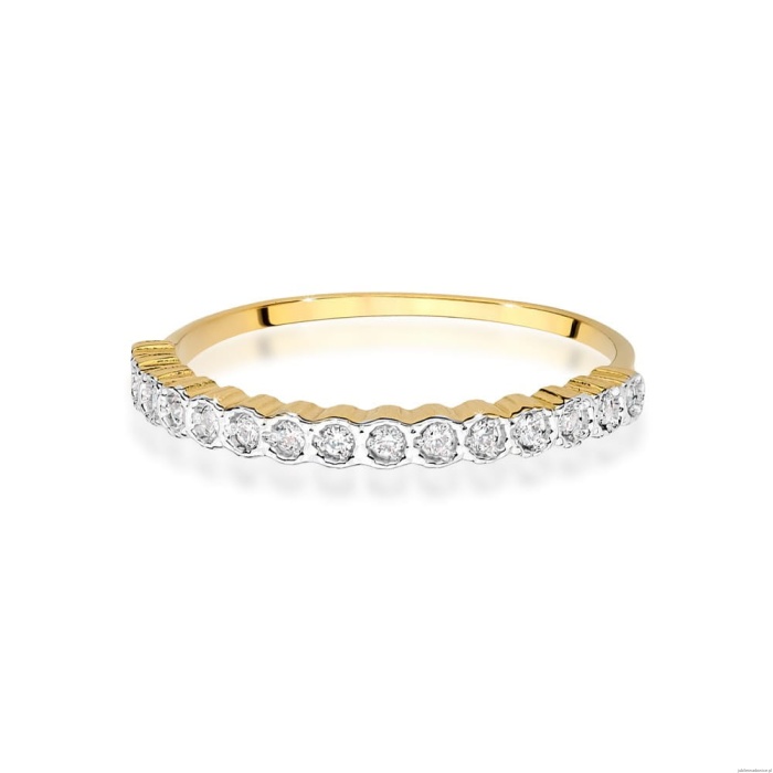 Pierścionek W0634 z diamentami żółte złoto 375