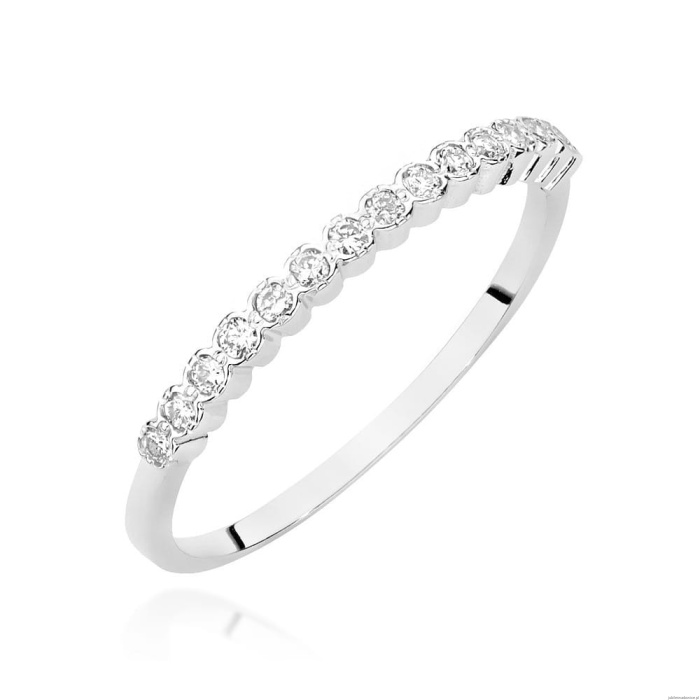 Pierścionek W0635 z diamentami białe złoto 375