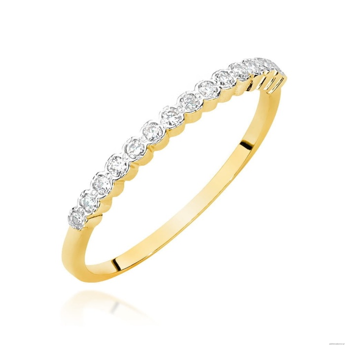 Pierścionek W0635 z diamentami żółte złoto 375
