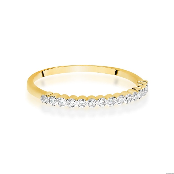 Pierścionek W0635 z diamentami żółte złoto 375