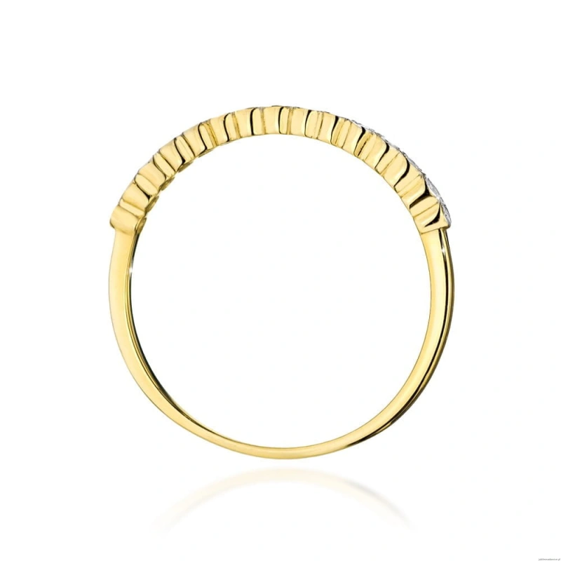 Pierścionek W0635 z diamentami żółte złoto 375