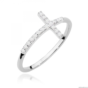 Pierścionek W0636 z diamentami białe złoto 375