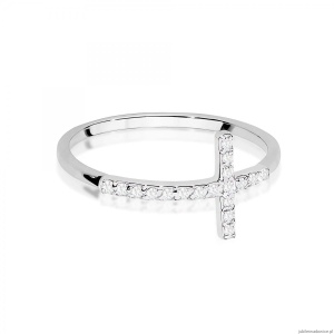 Pierścionek W0636 z diamentami białe złoto 375