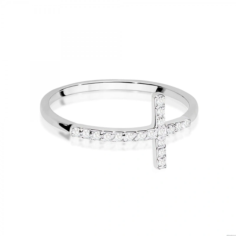 Pierścionek W0636 z diamentami białe złoto 375