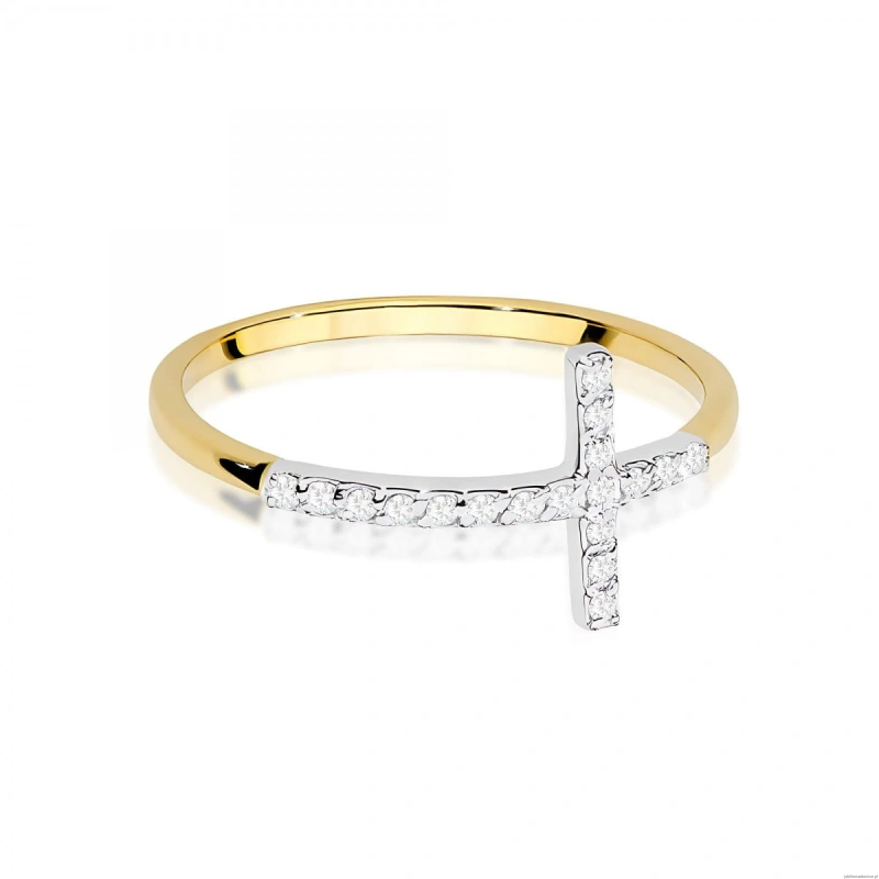 Pierścionek W0636 z diamentami żółte złoto 375