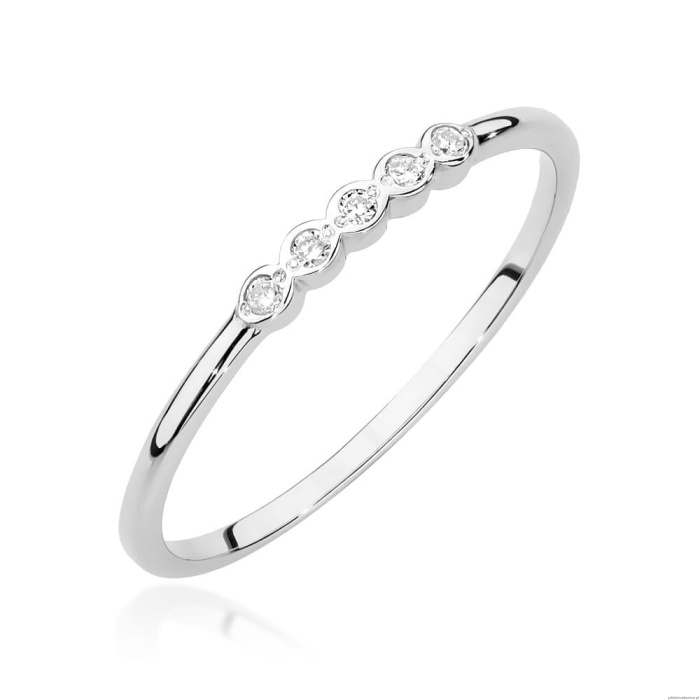 Pierścionek W0638 z diamentami białe złoto 375