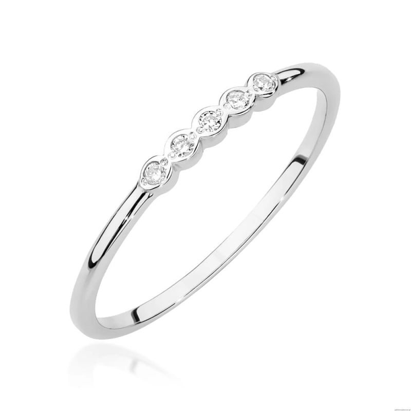 Pierścionek W0638 z diamentami białe złoto 375