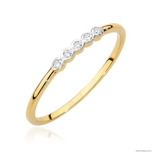 Pierścionek W0638 z diamentami żółte złoto 375