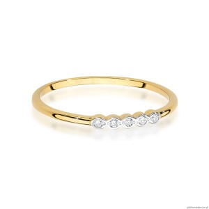 Pierścionek W0638 z diamentami żółte złoto 375