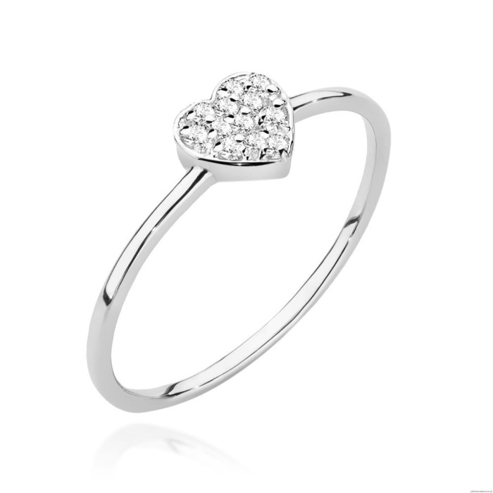Pierścionek W0641 z diamentami białe złoto 375