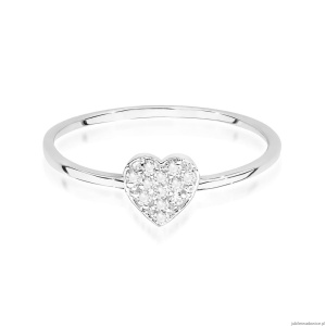 Pierścionek W0641 z diamentami białe złoto 375
