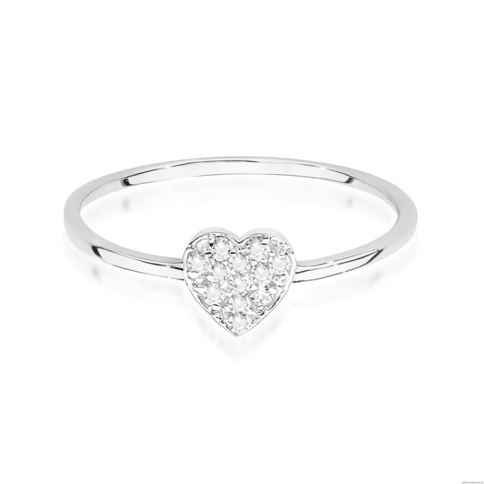 Pierścionek W0641 z diamentami białe złoto 375