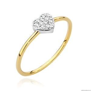 Pierścionek W0641 z diamentami żółte złoto 375