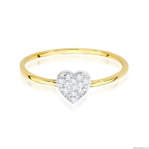 Pierścionek W0641 z diamentami żółte złoto 375