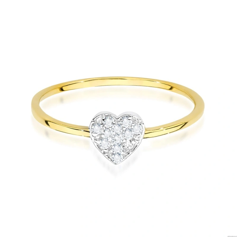 Pierścionek W0641 z diamentami żółte złoto 375