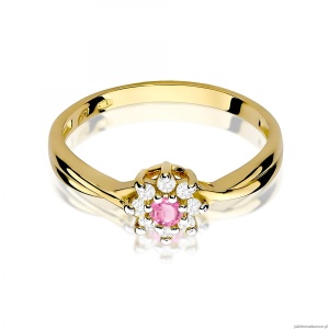 Pierścionek W0072 Różowy Topaz 0,13ct żółte złoto 375