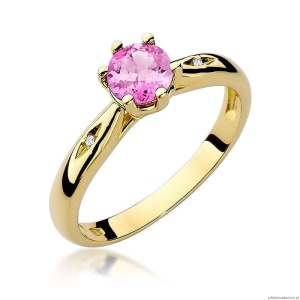Pierścionek W0074 Różowy Topaz 0,60ct żółte złoto 375