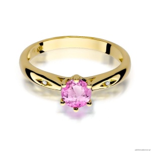 Pierścionek W0074 Różowy Topaz 0,60ct żółte złoto 375