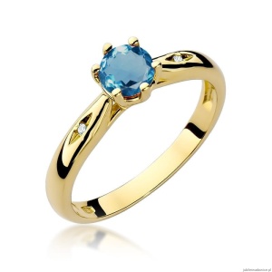 Pierścionek W0074 Topaz London Blue 0,50ct żółte złoto 375