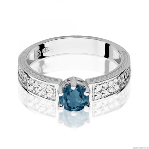 Pierścionek W0075 Topaz London Blue 0,50ct białe złoto 375