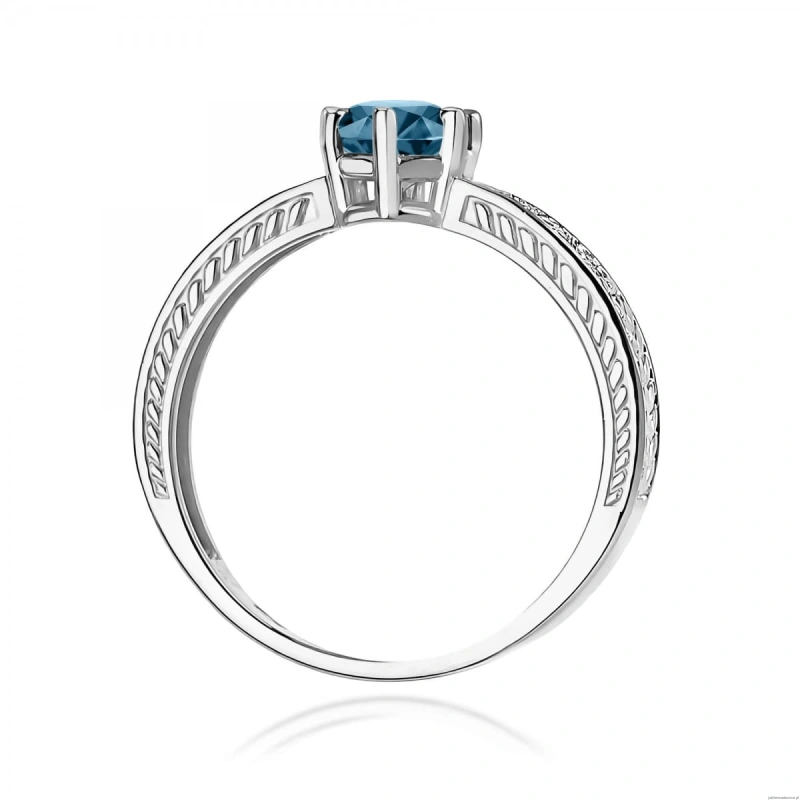 Pierścionek W0075 Topaz London Blue 0,50ct białe złoto 375