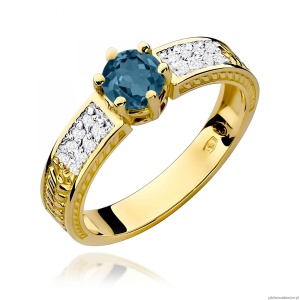 Pierścionek W0075 Topaz London Blue 0,50ct żółte złoto 375