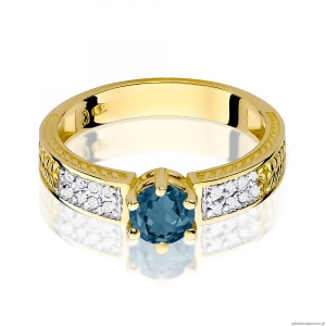 Pierścionek W0075 Topaz London Blue 0,50ct żółte złoto 375