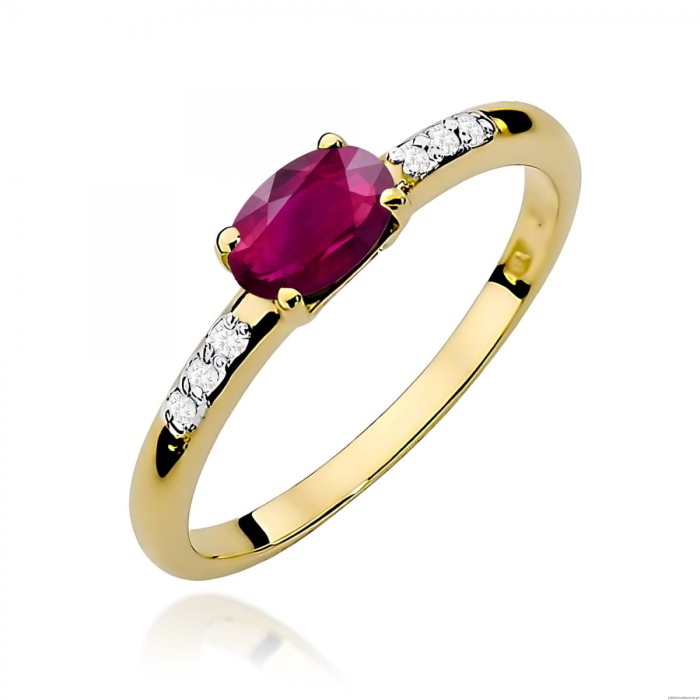 Pierścionek W0077 Rodolit 0,50ct żółte złoto 375