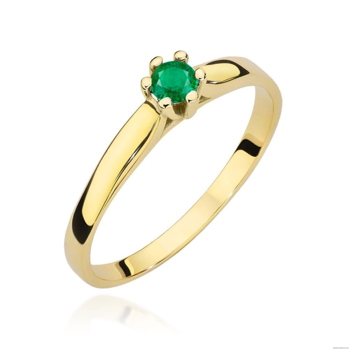 Pierścionek W0222 Szmaragd 0,15ct żółte złoto 375
