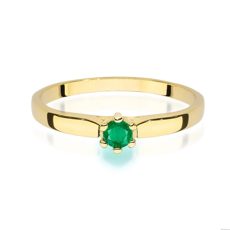 Pierścionek W0222 Szmaragd 0,15ct żółte złoto 375