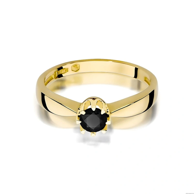 Pierścionek W0228 Czarny Diament 0,30ct żółte złoto 375