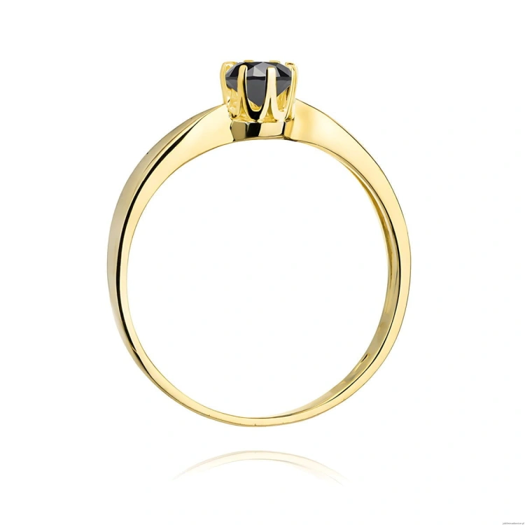 Pierścionek W0228 Czarny Diament 0,30ct żółte złoto 375