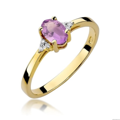 Pierścionek W0301 Ametyst 0,40ct żółte złoto 375