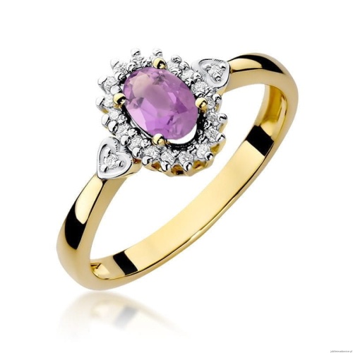 Pierścionek W0312 Ametyst 0,40ct żółte złoto 375