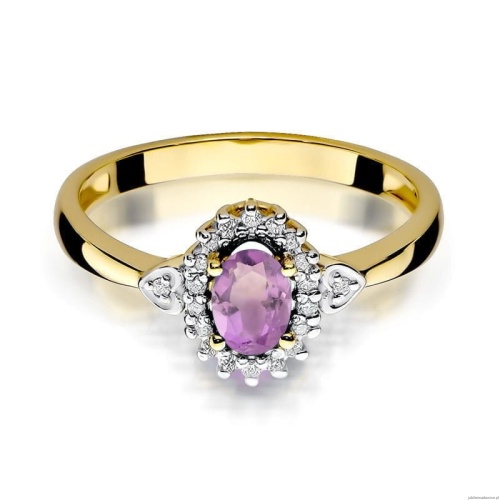 Pierścionek W0312 Ametyst 0,40ct żółte złoto 375