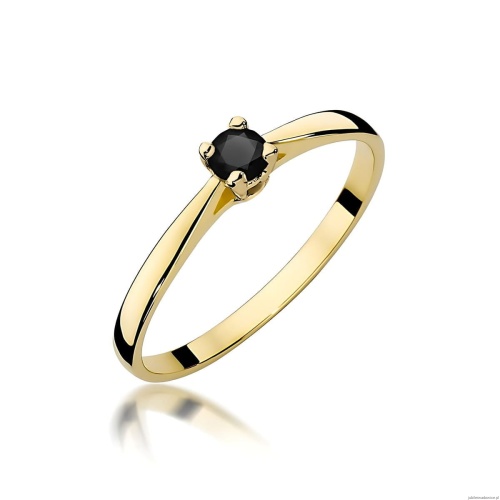 Pierścionek W0335 Czarny Diament 0,20ct żółte złoto 375