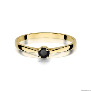 Pierścionek W0335 Czarny Diament 0,20ct żółte złoto 375