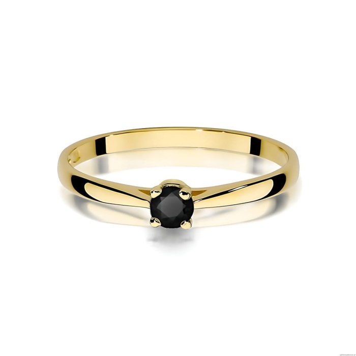 Pierścionek W0335 Czarny Diament 0,20ct żółte złoto 375
