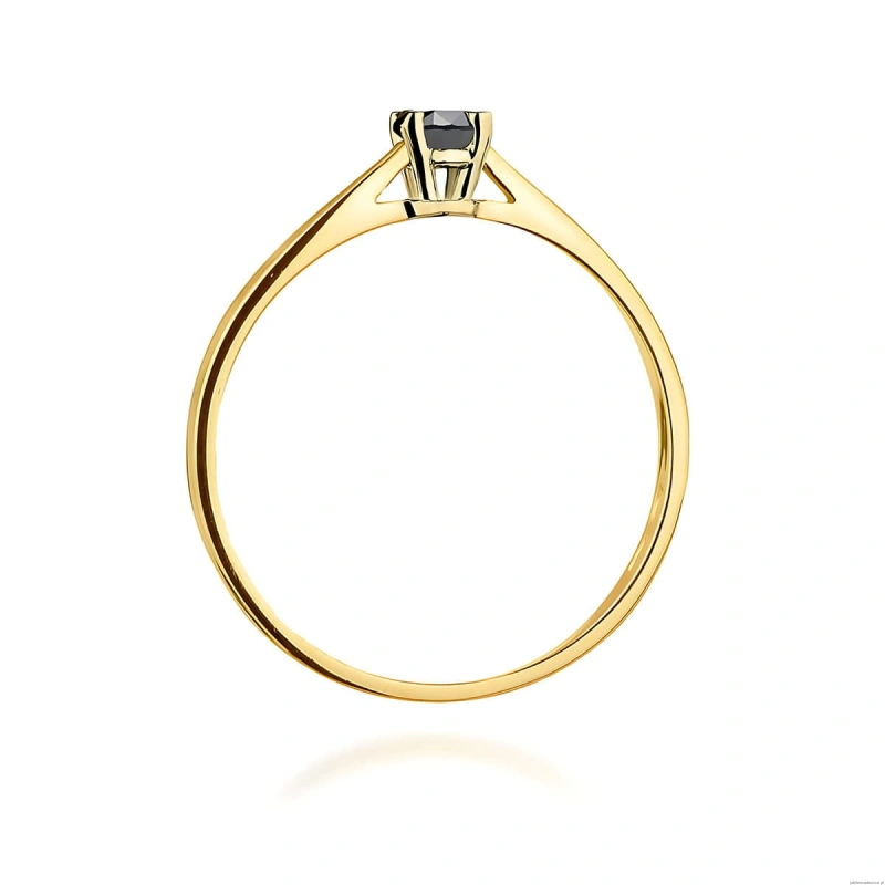 Pierścionek W0335 Czarny Diament 0,20ct żółte złoto 375
