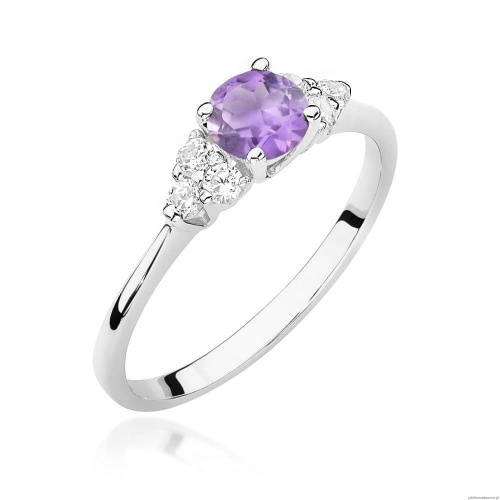 Pierścionek W0451 Ametyst 0,50ct białe złoto 375